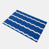 Paillasson Bleu blanc vagues rayures motif nautique (Incliné)
