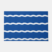 Paillasson Bleu blanc vagues rayures motif nautique (Devant)