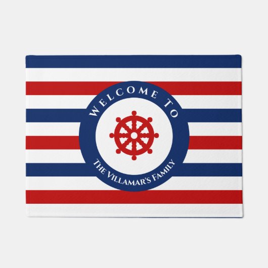 Paillasson Bleu bleu bleu rouge blanc rayures (Devant)