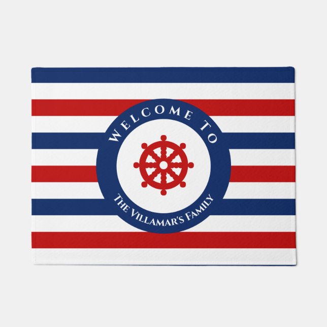 Paillasson Bleu bleu bleu rouge blanc rayures (Devant)