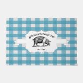 Paillasson Bleu Buffalo Plaid Farm Pig Doormat (Devant)