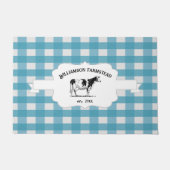 Paillasson Bleu Buffalo Plaid Farm Vache Doormat (Devant)