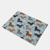 Paillasson Bleu de Dachshund Paws et Bones Motif (Incliné)