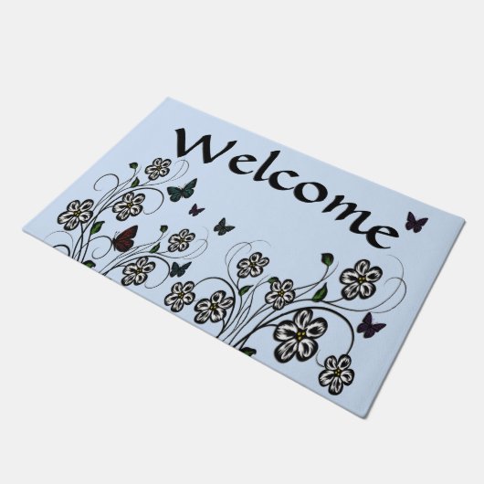 Paillasson Bleu du jardin des papillons (Incliné)