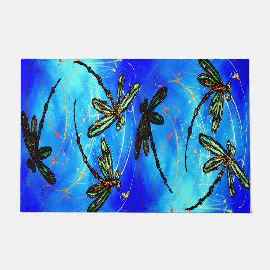 Paillasson Bleu électrique Flit de libellule (Devant)