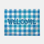 Paillasson Bleu et blanc À damiers Buffalo Plaid (Devant)