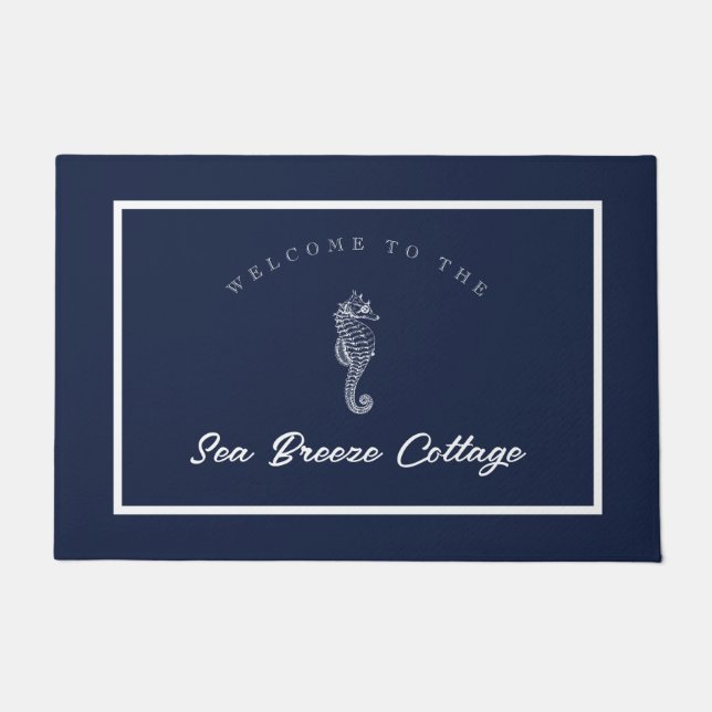 Paillasson Bleu et Blanc d'inspiration balnéaire (Devant)