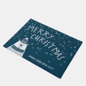 Paillasson Bleu et blanc doux Ours Joyeux Noël Snowflakes (Incliné)