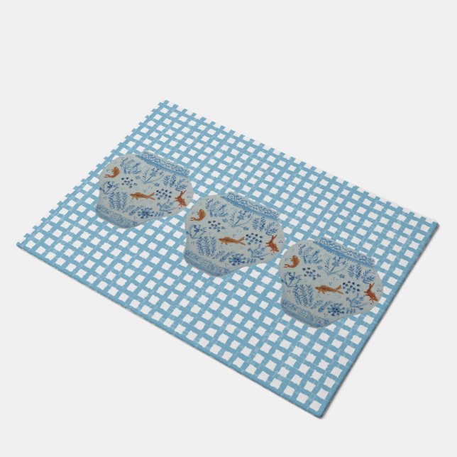 Paillasson Bleu et blanc Ginger Jar Doormat (Incliné)
