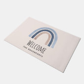 Paillasson Bleu et pêche Rainbow Boho Design Welcome (Incliné)