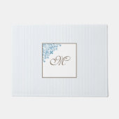 Paillasson Bleu français Fleur de Lis Script Monogramme (Devant)