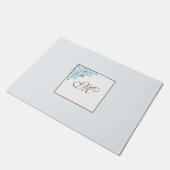 Paillasson Bleu français Fleur de Lis Script Monogramme (Incliné)