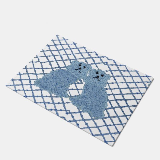 Paillasson Bleu Ginger Jars Staffordshire Chiens mat (Incliné)