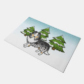 Paillasson Bleu Merle Shetland Sheepdog Dans Une Forêt D'Hive (Incliné)