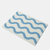 Paillasson Bleu Nautique Super Wavy Stripe moderne minimalist (Incliné)