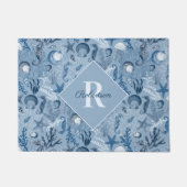 Paillasson Bleu Océan Côtier Monogramme Mer Vie (Devant)