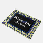 Paillasson Bleu papillons en Motif amusant sur Jaune (Incliné)