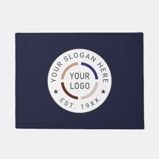 Paillasson Bleu rond logo personnalisé marque d'entreprise (Devant)