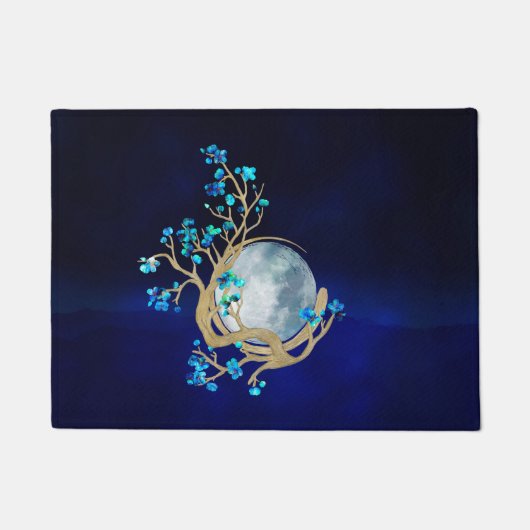 Paillasson Bleu Sakura Blossom Zen Moon (Devant)