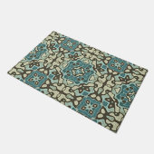 Paillasson Bleu Turquoise vert Taupe Brown Bohemian Tribe Art (Incliné)
