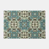 Paillasson Bleu Turquoise vert Taupe Brown Bohemian Tribe Art (Devant)