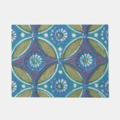 Paillasson Bleu vert Rustique Boho Motif circulaire géométriq (Devant)