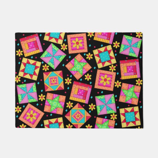 Paillasson Blocs de patchwork de surfaces composées colorées  (Devant)