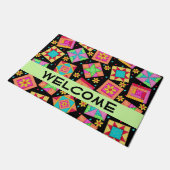 Paillasson Blocs de patchwork noir Accueil coloré (Incliné)