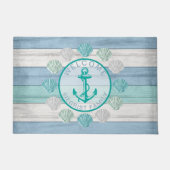 Paillasson Blue Beach Bois Coquillages marins et Ancre (Devant)