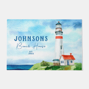 Paillasson Blue Beach Coastal Ocean Lighthouse Welcome