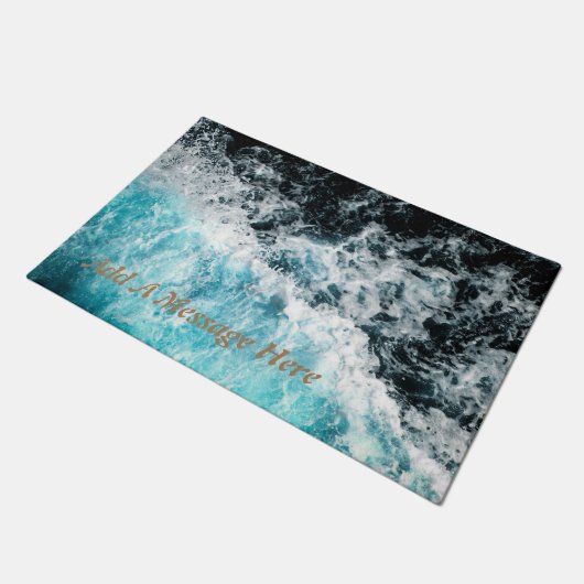 Paillasson Blue Black Ocean Waves Hawaii Canvas personnalisab (Incliné)