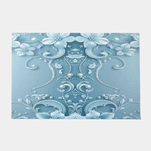 Paillasson Blue Decorative Floral Doormat (Devant)