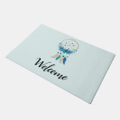 Paillasson Blue Dreamcatcher Design Boho élégant Bienvenue (Incliné)