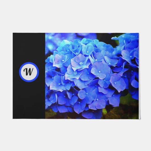 Paillasson Blue Hydrangeas Porte personnalisée Mat (Devant)
