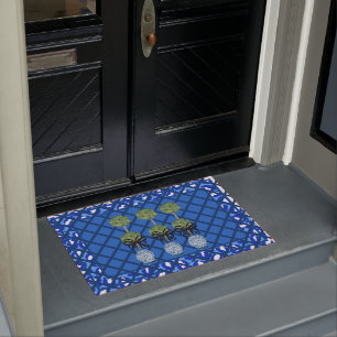 Paillasson Blue Leopard Chinoiserie Ginger Jar Doormat Rug
