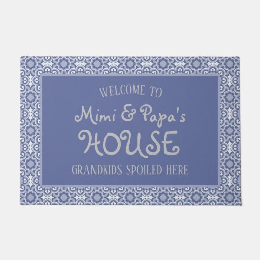 Paillasson Blue Mimi et Papa's House Grandkids Spoiled Here (Devant)