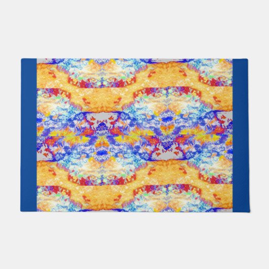 Paillasson Blue Ocean Waves Whimsical Marine Art Abstrait Amu (Devant)