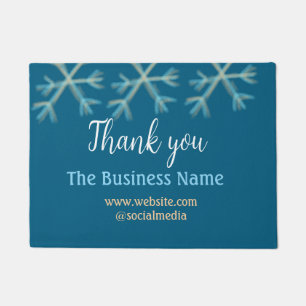 Paillasson Blue orange snowflakes ajouter nom commercial noël