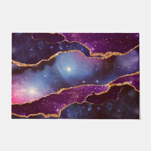 Paillasson Blue & Purple Space & Stars Agate moderne (Devant)