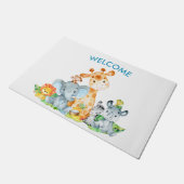 Paillasson Blue Watercolor Cute Safari Jungle Animaux (Incliné)