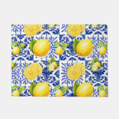 Paillasson Blue White Lemon Tile Pattern Mediterranean Citrus (Devant)