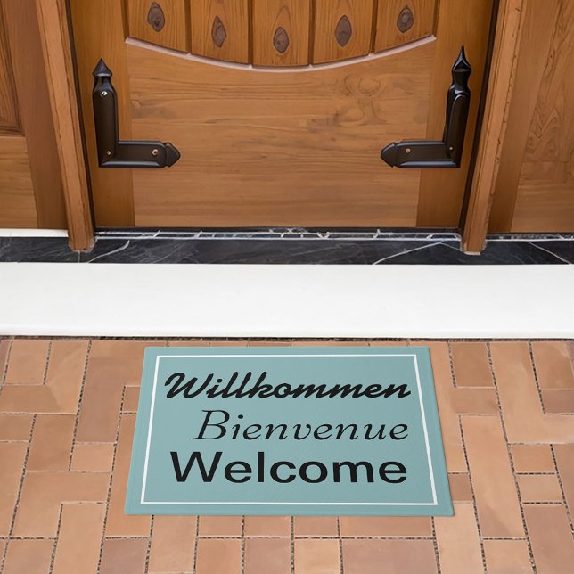 Paillasson Blue Willkommen Bienvenue Bienvenue multilingue (Available in other colors as well!)