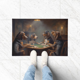 Paillasson Bluetick Coonhound Chiens Jouer Poker Art