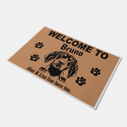 Paillasson Bluetick Coonhound Dog Welcome Personalized Custom (Incliné)