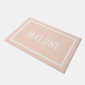 Paillasson Blush Pink Personnalisé Nom de famille Doormat (Incliné)
