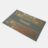Paillasson Bohemian Sage Green et Peach Mandala Custom Text (Incliné)
