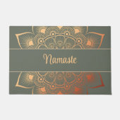 Paillasson Bohemian Sage Green et Peach Mandala Custom Text (Devant)