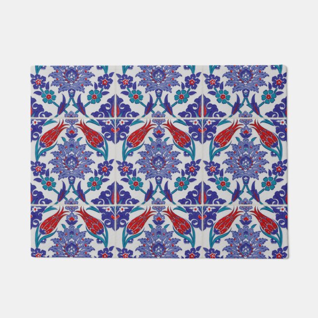 Paillasson Boho Blue Marocain Carrelage Motif (Devant)