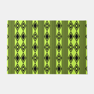 Paillasson Boho Diamonds Stripes Black Chartreuse
