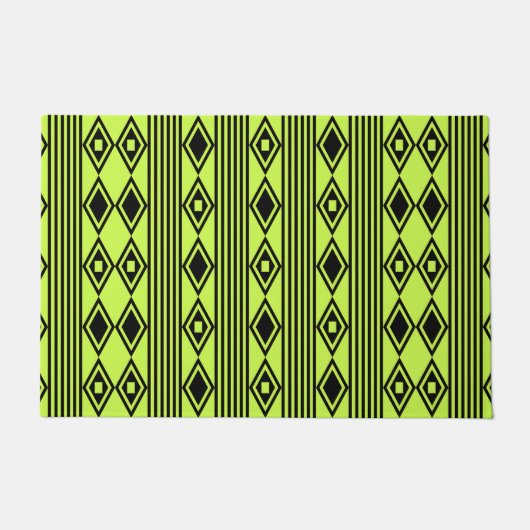 Paillasson Boho Diamonds Stripes Black Chartreuse (Devant)